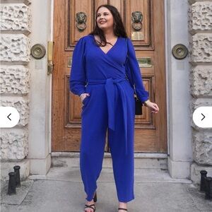 Ribbed Wrap Jumpsuit in Cobalt Purple